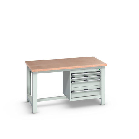 Bott Cubio Framework Bench (Multiplex) with 4 Drawer Cabinet, 1500x900x840mm, light grey
