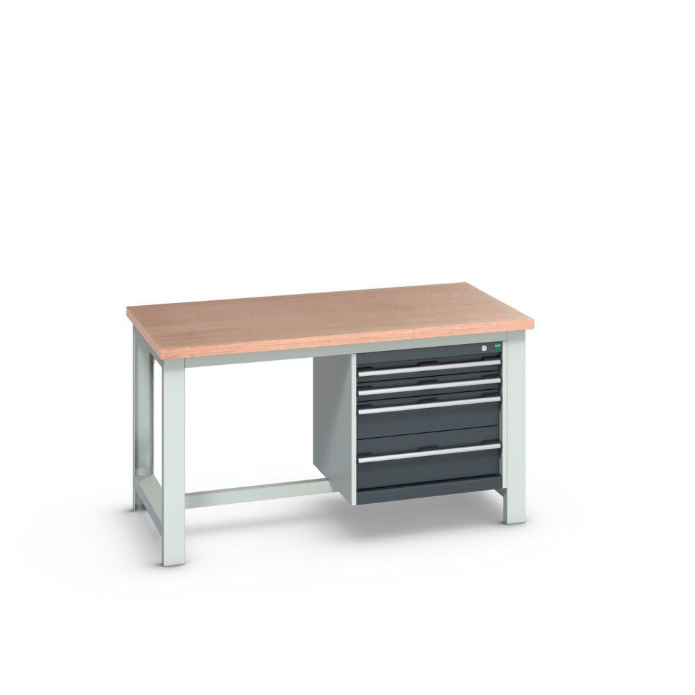 Bott Cubio Framework Bench (Multiplex) with 4 Drawer Cabinet, 1500x900x840mm, anthracite grey