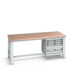 Bott Cubio Framework Bench (Multiplex) with 4 Drawer Cabinet, 2000x900x840mm, light grey