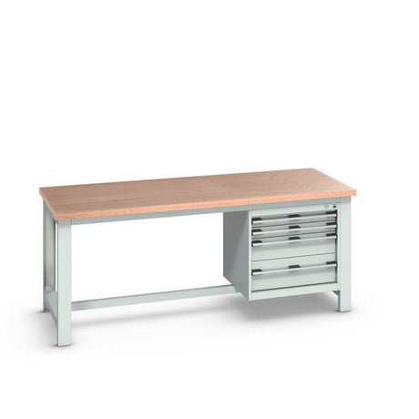 Bott Cubio Framework Bench (Multiplex) with 4 Drawer Cabinet, 2000x900x840mm, light grey