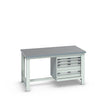 Bott Cubio Framework Bench (Lino) with 4 Drawer Cabinet, 1500x900x840mm, light grey