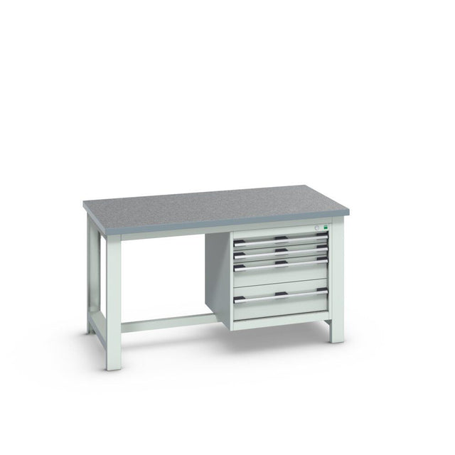 Bott Cubio Framework Bench (Lino) with 4 Drawer Cabinet, 1500x900x840mm, light grey
