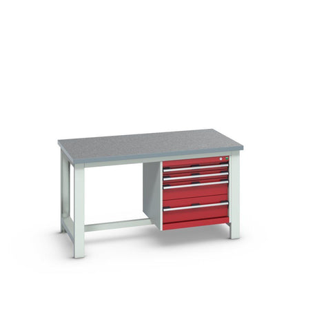 Bott Cubio Framework Bench (Lino) with 4 Drawer Cabinet, 1500x900x840mm, crimson red