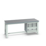 Bott Cubio Framework Bench (Lino) with 4 Drawer Cabinet, 2000x900x840mm, light grey