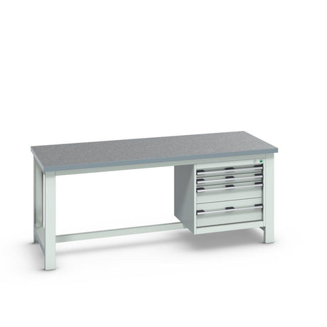 Bott Cubio Framework Bench (Lino) with 4 Drawer Cabinet, 2000x900x840mm, light grey