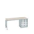 Bott Cubio Pedestal Bench (Lino) with 5 Drawer Cabinet / Endframe, 2000x900x840mm, light grey