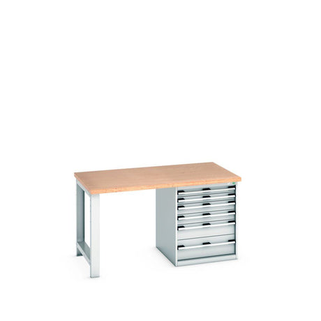 Bott Cubio Pedestal Bench (Multiplex) with 6 Drawer Cabinet / Endframe, 1500x900x840mm, light grey