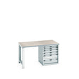 Bott Cubio Pedestal Bench (Lino) with 6 Drawer Cabinet / Endframe, 1500x900x840mm, light grey