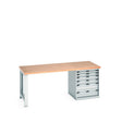 Bott Cubio Pedestal Bench (Multiplex) with 6 Drawer Cabinet / Endframe, 2000x900x840mm, light grey