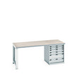 Bott Cubio Pedestal Bench (Lino) with 6 Drawer Cabinet / Endframe, 2000x900x840mm, light grey