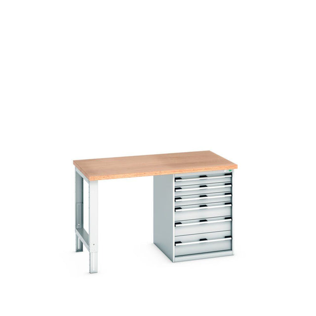Bott Cubio Pedestal Bench (Multiplex) with 6 Drawer Cabinet / Endframe, 1500x900x940mm, light grey
