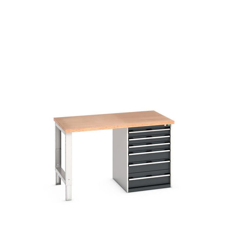 Bott Cubio Pedestal Bench (Multiplex) with 6 Drawer Cabinet / Endframe, 1500x900x940mm, anthracite grey
