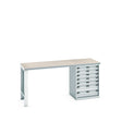 Bott Cubio Pedestal Bench (Lino) with 7 Drawer Cabinet / Endframe, 2000x750x940mm, light grey