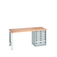 Bott Cubio Pedestal Bench (Multiplex) with 7 Drawer Cabinet / Endframe, 2000x900x940mm, light grey