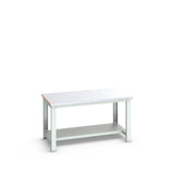 Bott Cubio Framework Bench (Steel Clad) with Half Depth Shelf, 1500x900x840mm, light grey