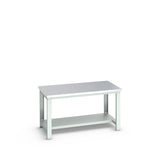 Bott Cubio Framework Bench (Stainless Steel) with Half Depth Shelf, 1500x900x840mm, light grey