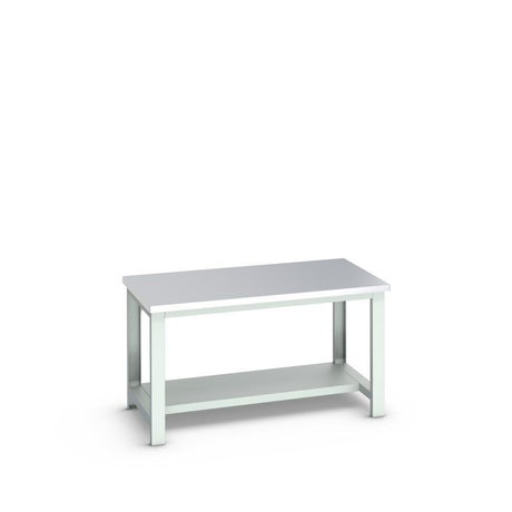 Bott Cubio Framework Bench (Stainless Steel) with Half Depth Shelf, 1500x900x840mm, light grey