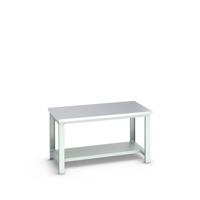 Bott Cubio Framework Bench (Stainless Steel) with Half Depth Shelf, 1500x900x840mm, light grey