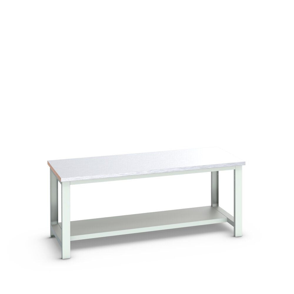 Bott Cubio Framework Bench (Steel Clad) with Half Depth Shelf, 2000x900x840mm, light grey