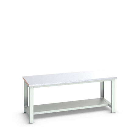 Bott Cubio Framework Bench (Steel Clad) with Half Depth Shelf, 2000x900x840mm, light grey
