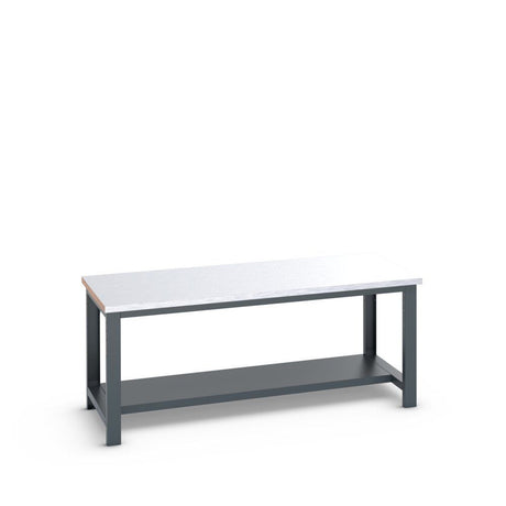 Bott Cubio Framework Bench (Steel Clad) with Half Depth Shelf, 2000x900x840mm, anthracite grey