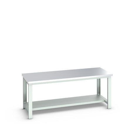 Bott Cubio Framework Bench (Stainless Steel) with Half Depth Shelf, 2000x900x840mm, light grey