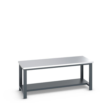 Bott Cubio Framework Bench (Stainless Steel) with Half Depth Shelf, 2000x900x840mm, anthracite grey