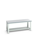 Bott Cubio Framework Bench (ESD Laminate) with Half Depth Shelf, 2000x900x840mm, light grey