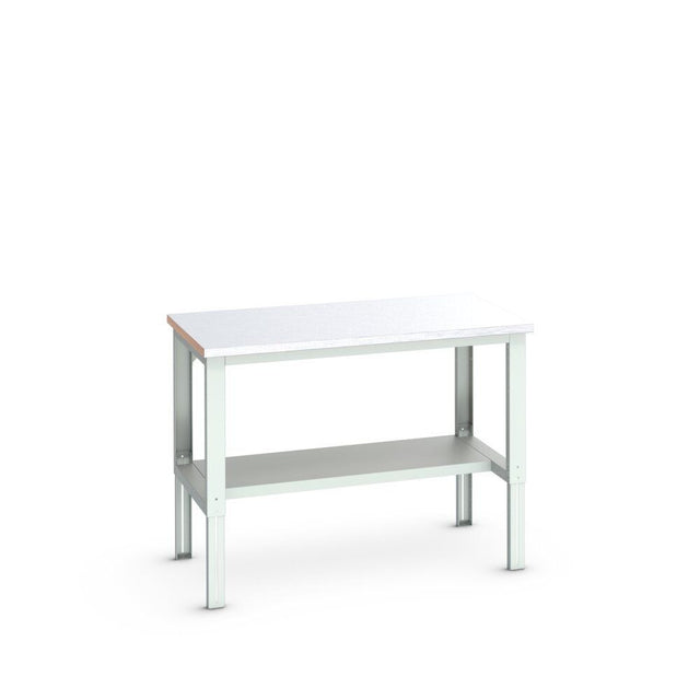 Bott Cubio Framework Bench (Steel Clad) with Half Depth Shelf, 1500x900x740-1140mm, light grey