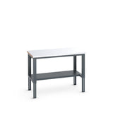 Bott Cubio Framework Bench (Steel Clad) with Half Depth Shelf, 1500x900x740-1140mm, anthracite grey