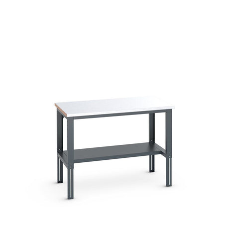 Bott Cubio Framework Bench (Steel Clad) with Half Depth Shelf, 1500x900x740-1140mm, anthracite grey