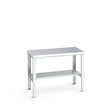 Bott Cubio Framework Bench (Stainless Steel) with Half Depth Shelf, 1500x900x740-1140mm, light grey