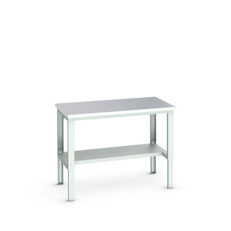 Bott Cubio Framework Bench (Stainless Steel) with Half Depth Shelf, 1500x900x740-1140mm, light grey