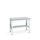 Bott Cubio Framework Bench (ESD Laminate) Adjustable Height with Half Depth Base Shelf, 1500x900x740-1140mm, light grey