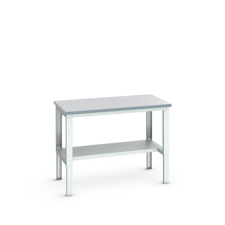 Bott Cubio Framework Bench (ESD Laminate) Adjustable Height with Half Depth Base Shelf, 1500x900x740-1140mm, light grey
