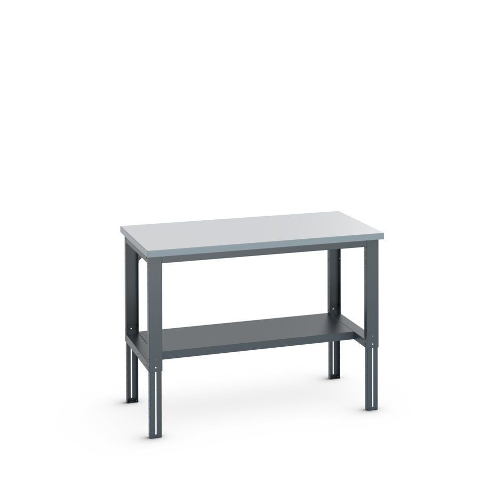 Bott Cubio Framework Bench (ESD Laminate) Adjustable Height with Half Depth Base Shelf, 1500x900x740-1140mm, anthracite grey
