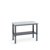 Bott Cubio Framework Bench (ESD Laminate) Adjustable Height with Half Depth Base Shelf, 1500x900x740-1140mm, anthracite grey
