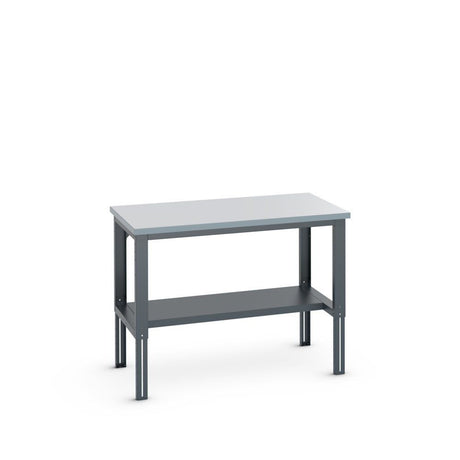 Bott Cubio Framework Bench (ESD Laminate) Adjustable Height with Half Depth Base Shelf, 1500x900x740-1140mm, anthracite grey