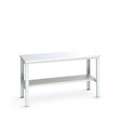 Bott Cubio Framework Bench (Steel Clad) with Half Depth Shelf, 2000x900x740-1140mm, light grey