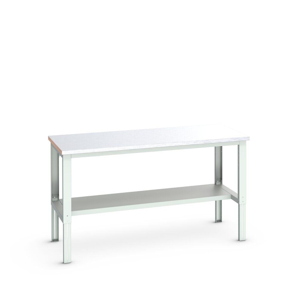 Bott Cubio Framework Bench (Steel Clad) with Half Depth Shelf, 2000x900x740-1140mm, light grey
