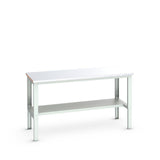 Bott Cubio Framework Bench (Steel Clad) with Half Depth Shelf, 2000x900x740-1140mm, light grey