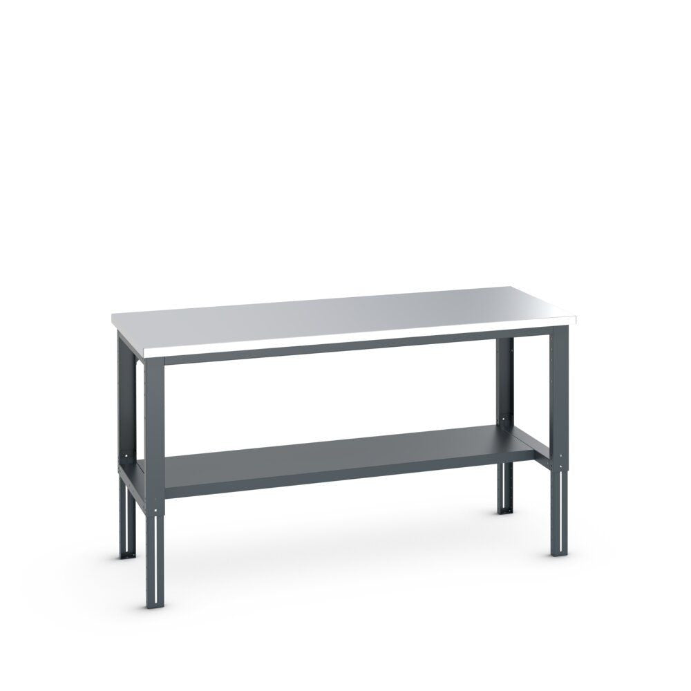 Bott Cubio Framework Bench (Stainless Steel) with Half Depth Shelf, 2000x900x740-1140mm, anthracite grey