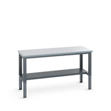 Bott Cubio Framework Bench (ESD Laminate) Adjustable Height with Half Depth Base Shelf, 2000x900x740-1140mm, anthracite grey