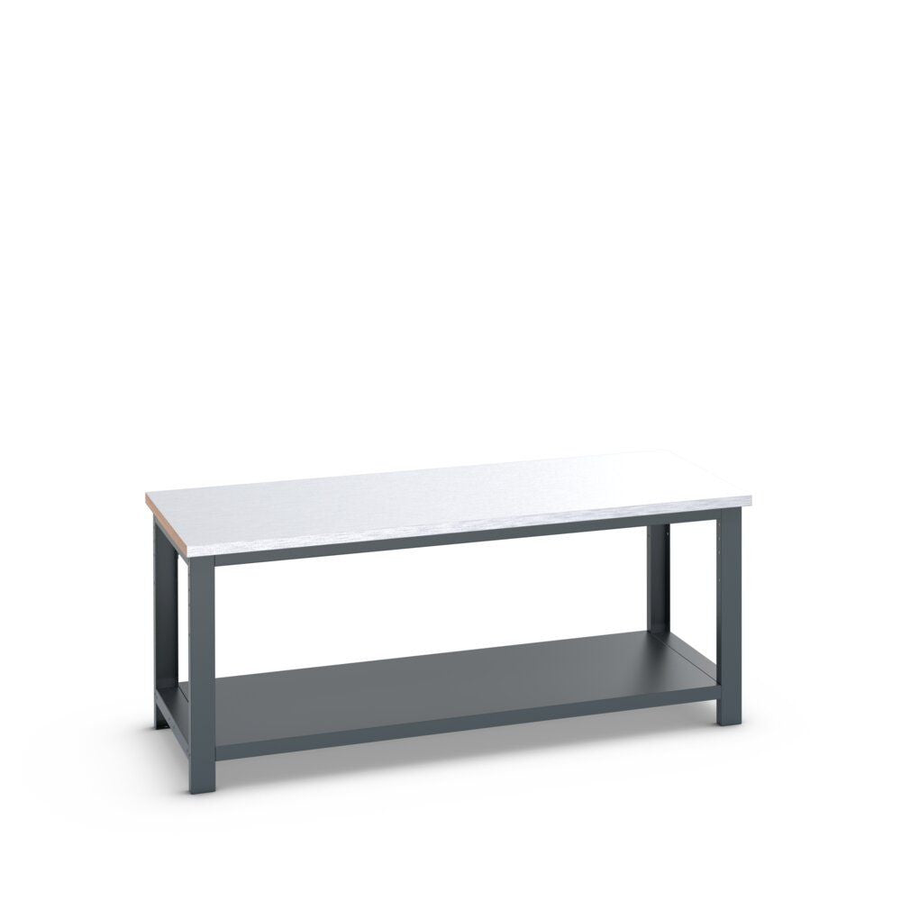 Bott Cubio Framework Bench (Steel Clad) with Full Depth Shelf, 2000x900x840mm, anthracite grey