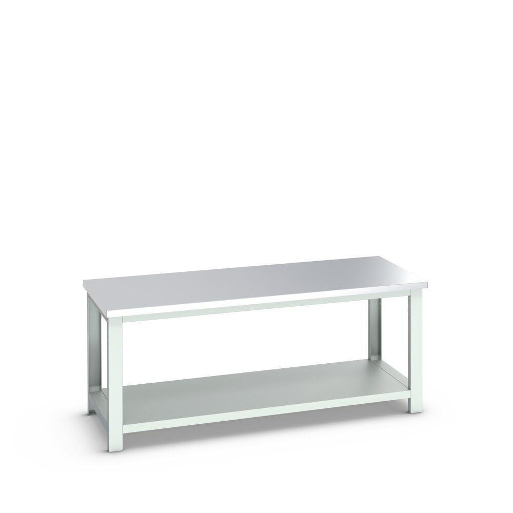Bott Cubio Framework Bench (Stainless Steel) with Full Depth Shelf, 2000x900x840mm, light grey