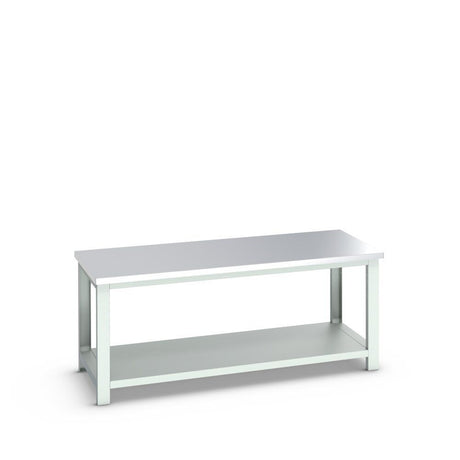 Bott Cubio Framework Bench (Stainless Steel) with Full Depth Shelf, 2000x900x840mm, light grey