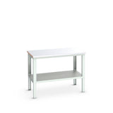 Bott Cubio Framework Bench (Steel Clad) with Full Depth Shelf, 1500x900x740-1140mm, light grey