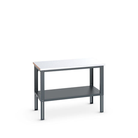 Bott Cubio Framework Bench (Steel Clad) with Full Depth Shelf, 1500x900x740-1140mm, anthracite grey