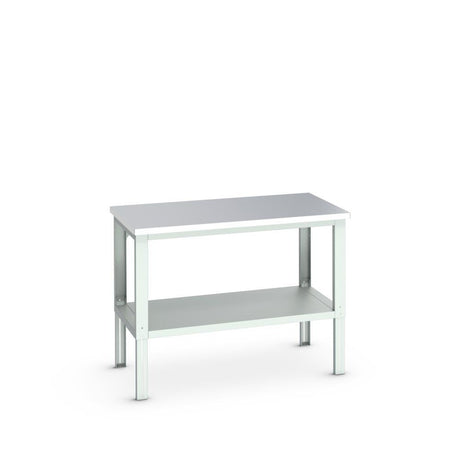 Bott Cubio Framework Bench (Stainless Steel) with Full Depth Shelf, 1500x900x740-1140mm, light grey
