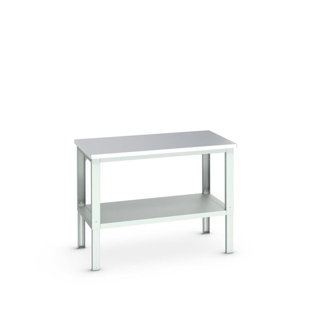Bott Cubio Framework Bench (Stainless Steel) with Full Depth Shelf, 1500x900x740-1140mm, light grey